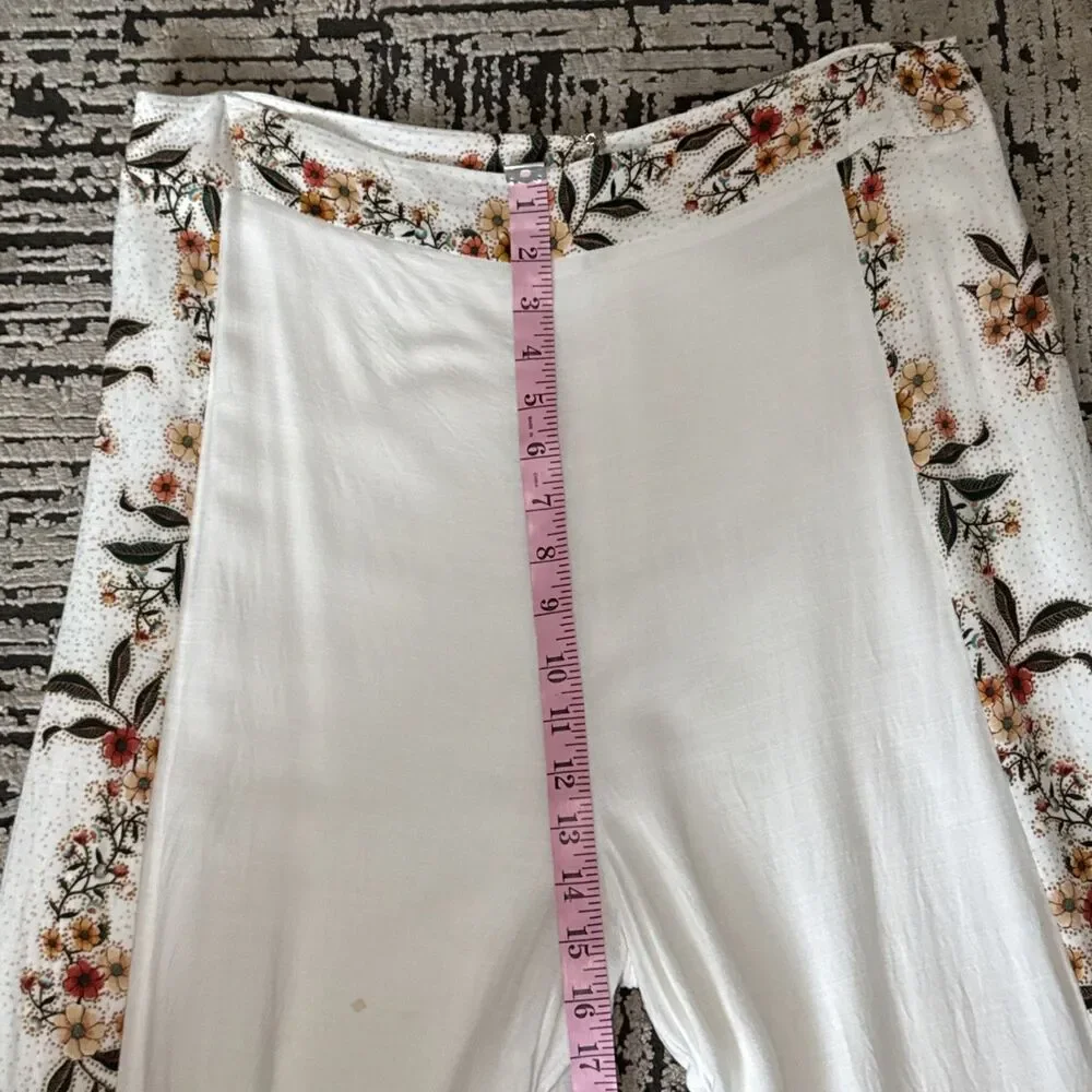 Farm Rio x Anthropologie Melila Floral Flared Pants Women’s Size Large Boho - Picture 5 of 15
